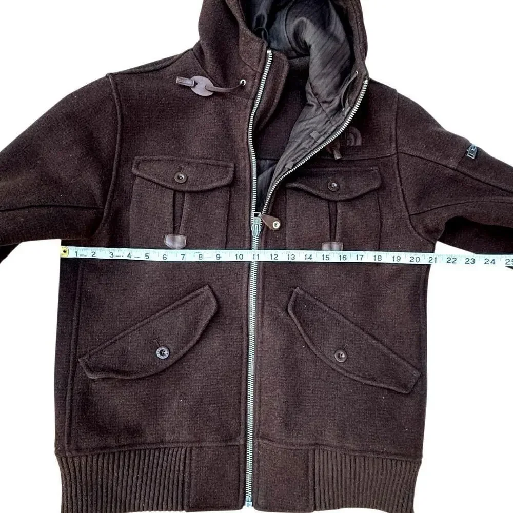 The North Face Buckeye Bomber Jacket Men's Size S Brown Wool Hooded